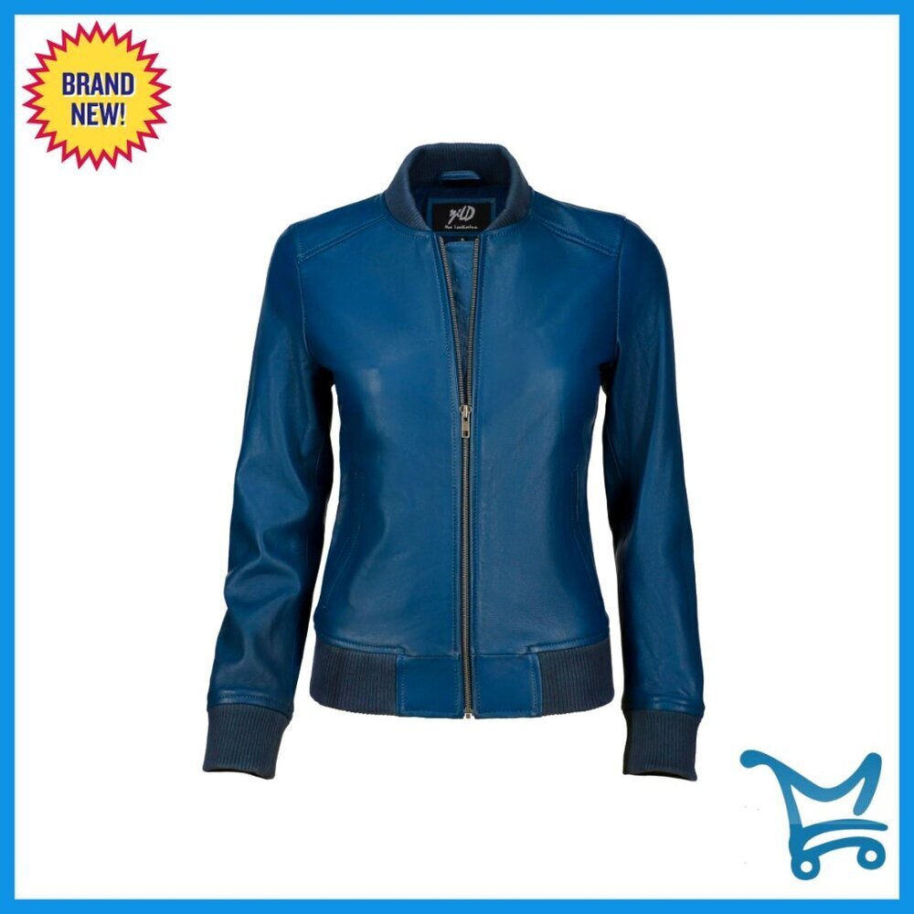 Genuine Lambskin Leather Bomber Jacket with Quilted Lining
